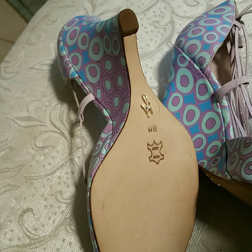 NEW J VINCENT MARILYN BLUE ALL LEATHER WEDGE HEELS - Picture 7 of 7